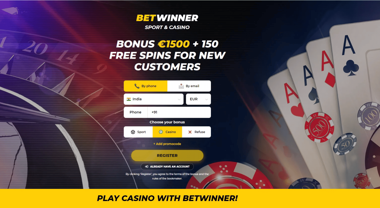 Betwinner Casino offers an attractive welcome bonus for new casino customers.
