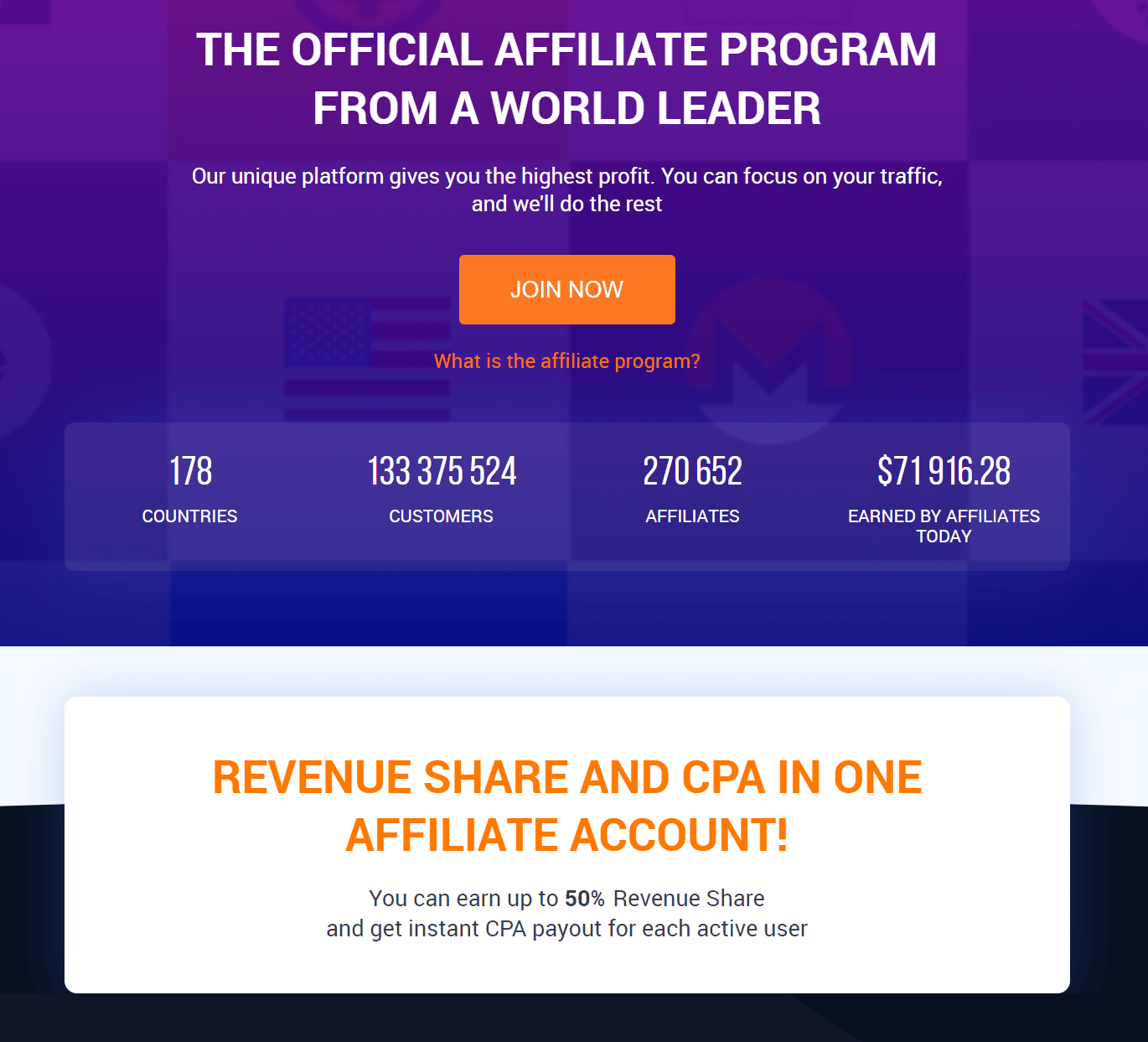 The IQ Option Affiliate porgram is a leading revenue share program in the Fintech industry.